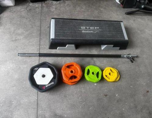 Reebok Body Pump Set + 2x10 Gewichten , Reebok Step, Sport en Fitness, Fitnessmaterialen, Gebruikt, Stepbank, Ophalen