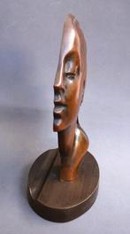 Om 1930 Bronzen Vrouw Dame Hoofd Kop Art Deco Jugendstil, Ophalen of Verzenden, Brons