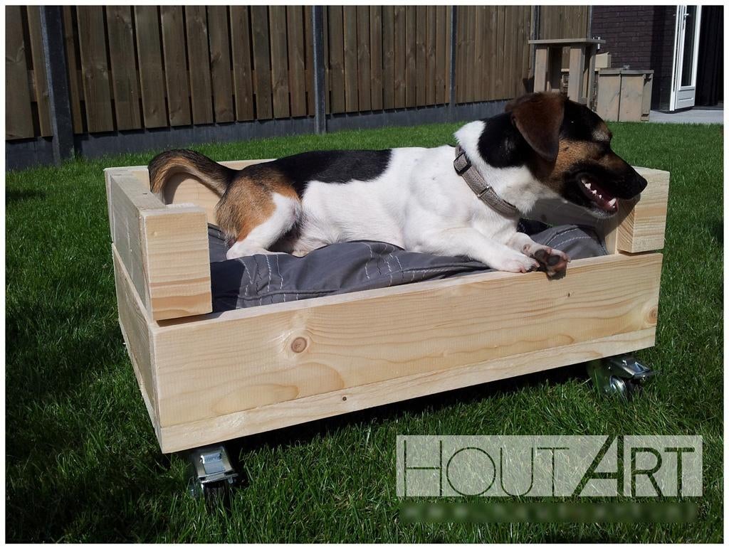 Hondenmand ROLLO Steigerhout met wielen, Overige, Info@hout-art.nl, Nieuw, Ophalen of Verzenden