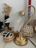 Vintage Tafellamp met Melkglazen Kap, Ophalen of Verzenden, Gebruikt, Glas, Minder dan 50 cm