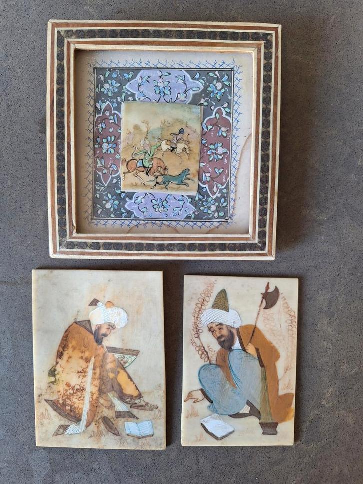 Perzische miniaturen, ingelijst en los, Antiek en Kunst, Kunst | Niet-Westerse kunst, Ophalen