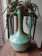 Oude vaas porceleyne fles met oren groen glazuur, Antiek en Kunst, Antiek | Vazen, Ophalen of Verzenden