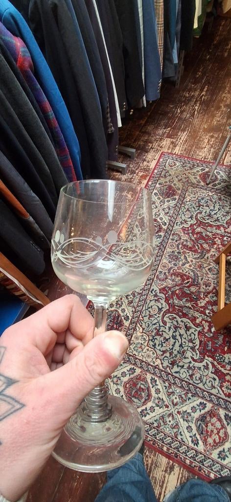 Vintage Gegraveerde Wijnglazen Set, Ophalen of Verzenden