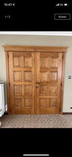 Massief eiken dubbele deur en enkele deur, Doe-het-zelf en Verbouw, Deuren en Horren, Zo goed als nieuw, Hout, 200 tot 215 cm