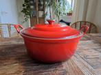 le creuset braadpan 32 cm oranje, Gietijzer, Ophalen of Verzenden, Zo goed als nieuw, Keramische plaat