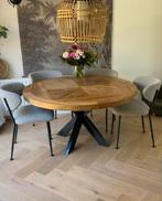 Eetkamertafel rond, Ophalen, Gebruikt, Industrieel, Eikenhout