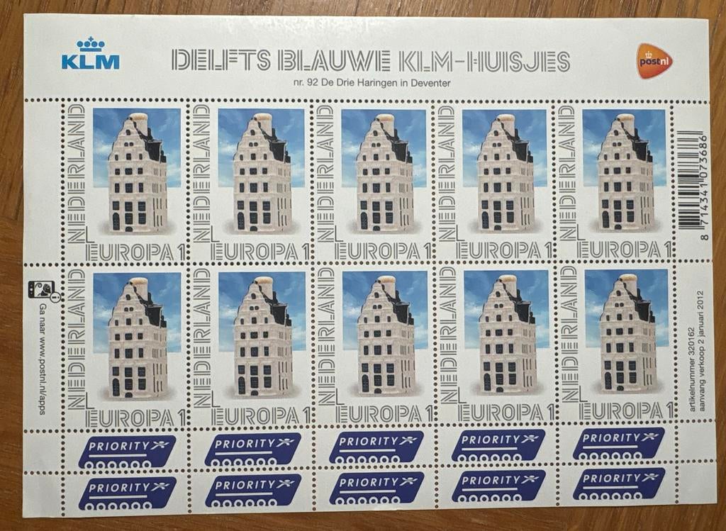 Postzegelvel KLM Huisjes - Postfris FW 21,10, Postzegels en Munten, Postzegels | Nederland, Ophalen of Verzenden, Na 1940, Postfris
