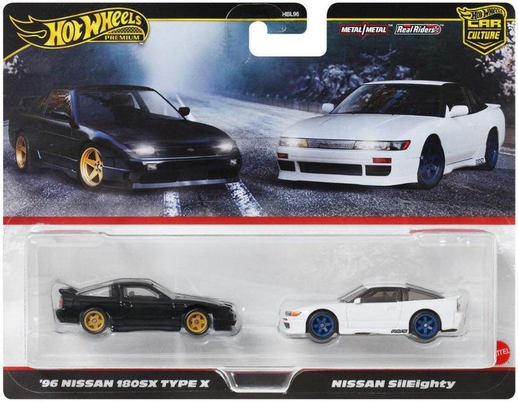 Hot Wheels Premium 2-Pack 96 Nissan 180SX Type X & SilEighty, Kinderen en Baby's, Speelgoed | Speelgoedvoertuigen, Nieuw, Ophalen of Verzenden