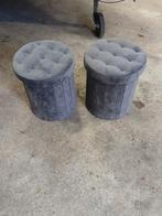 2x Grijze Opbergpoef - Zo Goed Als Nieuw, Ophalen, Minder dan 50 cm, Rond, Minder dan 50 cm