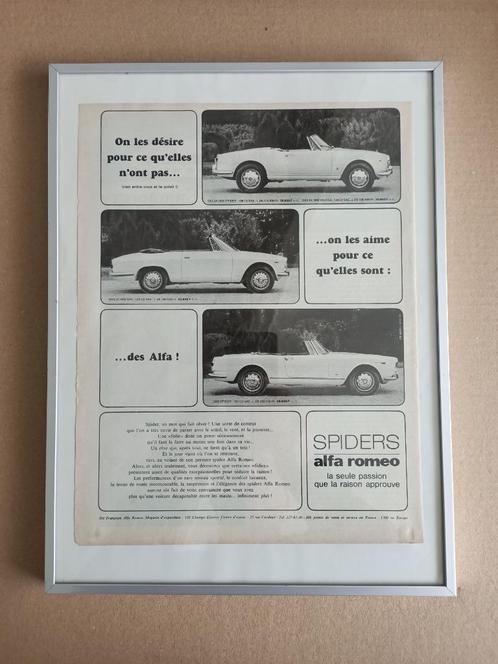 Oude Reclame (in lijst) Alfa Romeo Spider (1963)France 40x30, Verzamelen, Automerken, Motoren en Formule 1, Gebruikt, Auto's, Verzenden