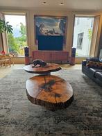 2 salontafels boomstam olijfboom, Huis en Inrichting, Tafels | Salontafels, Ophalen, Rond, 50 tot 100 cm, Minder dan 50 cm