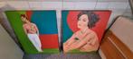 2 Originele Schilderijen 80x100 van Corrie Leushuis, Ophalen