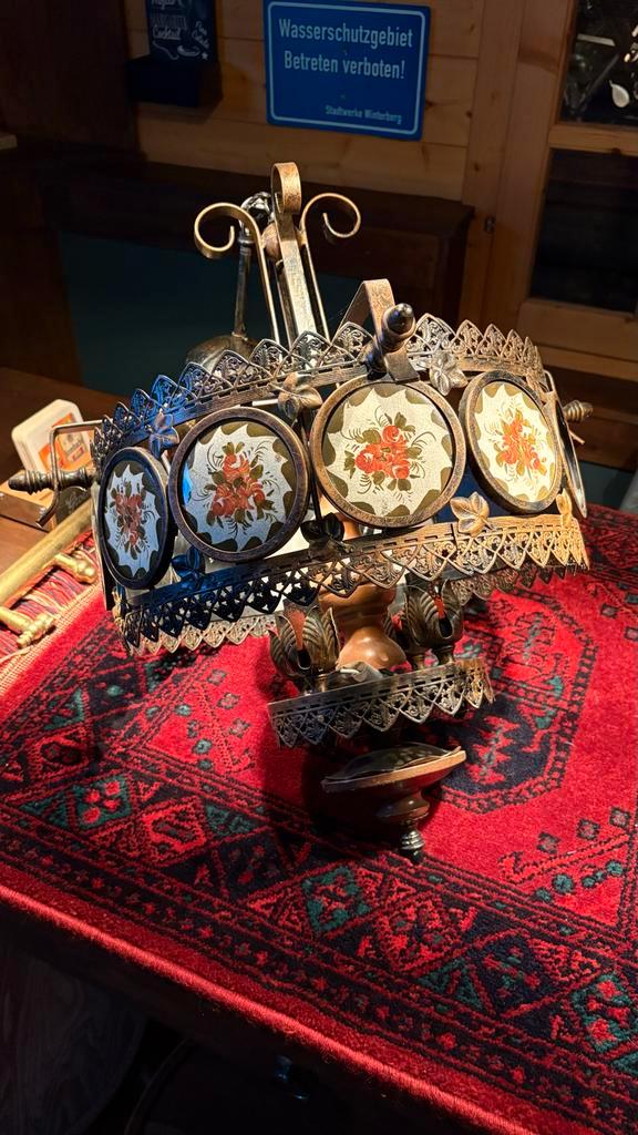 Antieke hanglamp met bloemmotief, Antiek en Kunst, Antiek | Lampen, Ophalen