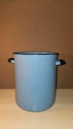 Emaille grote hoge Soeppan Grijs Zwart Zonder Deksel, Antiek en Kunst, Antiek | Emaille, Ophalen of Verzenden