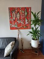 Afrikaans schilderij van Ed Bos, 100x100 cm, Antiek en Kunst, Kunst | Schilderijen | Abstract, Ophalen