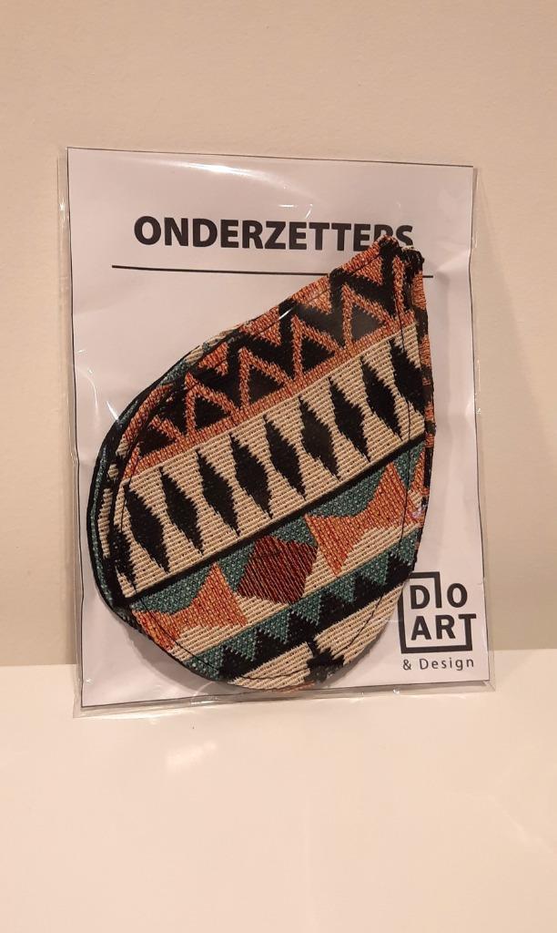 Onderzetters etnische print - Druppelvorm 4 stuks, Huis en Inrichting, Woonaccessoires | Onderzetters, Nieuw, Glas of Kopje, Verzenden