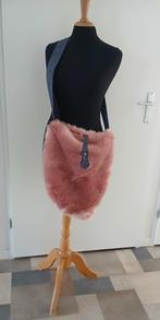 Tas, tote bag, schoudertas, roze nep bont denim, Sieraden, Tassen en Uiterlijk, Tassen | Damestassen, Ophalen of Verzenden, Nieuw