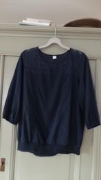 MS Mode donkerblauw blousje met kanten pas, maat 46, Kleding | Dames, Maat 46/48 (XL) of groter, Zo goed als nieuw, MS Mode, Verzenden