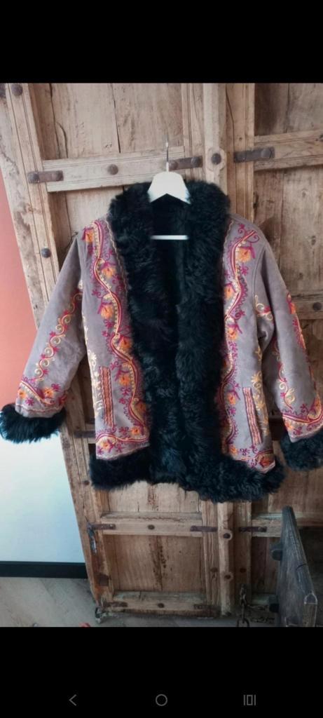 Afghaanse lammycoat jas, Kleding | Dames, Jassen | Winter, Zo goed als nieuw, Maat 38/40 (M), Zwart, Ophalen of Verzenden