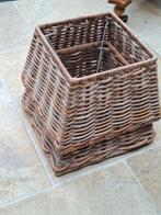 2 Rieten Lampenkappen, Huis en Inrichting, Lampen | Lampenkappen, Bruin, Rieten, Vierkant, Ophalen of Verzenden