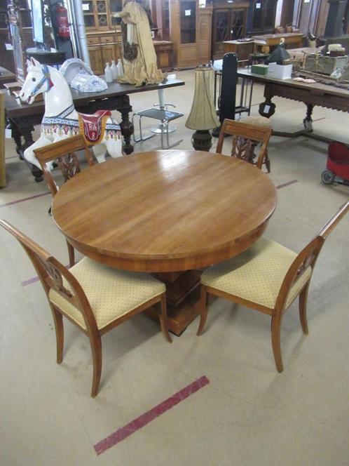 Oer 11218 ANTIEK kersen ovale Biedermeier tafel en 4 stoelen, Antiek en Kunst, Antiek | Meubels | Tafels, Ophalen