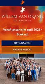 Twee tickets musical Willem van Oranje try out 5 februari, Tickets en Kaartjes, Twee personen, Februari