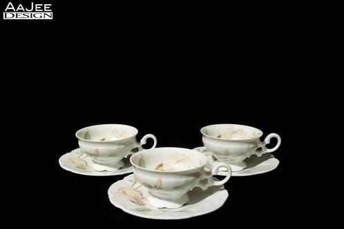 3 Hutschenreuther Kop & Schotel – Silvya – Decor Magnolia, Antiek en Kunst, Antiek | Servies los, Ophalen of Verzenden