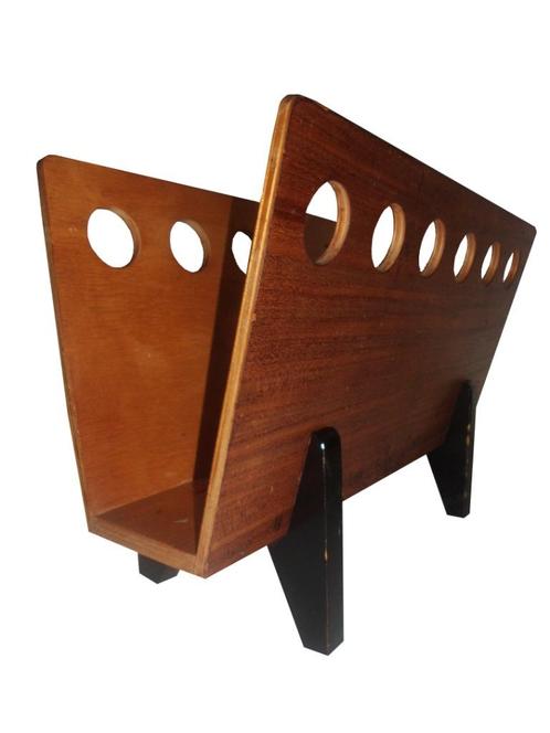Mooie unieke vintage plywood design lectuurbak, Huis en Inrichting, Woonaccessoires | Krantenbakken en Lectuurbakken, Gebruikt