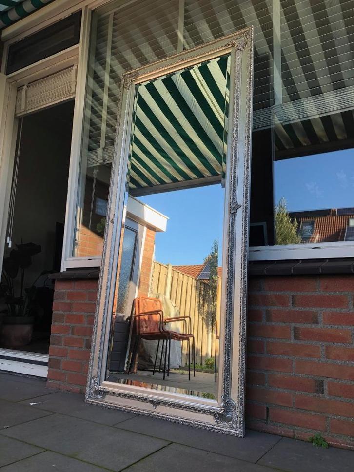 Enorm zware, hoge zilveren barok spiegel (facet geslepen), Huis en Inrichting, Woonaccessoires | Spiegels, Zo goed als nieuw, 75 tot 100 cm