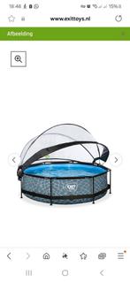 Goed onderhouden net rond zwembad met kap en zandfilter, Ophalen, 80 tot 120 cm, Rond, 300 cm of meer