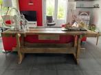 Houten werkbank/side-table, Huis en Inrichting, Tafels | Sidetables, Ophalen, 200 cm of meer, Zo goed als nieuw, Industrieel