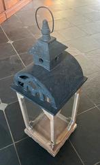 Aparte lantaarn 70cm van teakhout triplex, Tuin en Terras, Buitenverlichting, Zonne-energie, Minder dan 50 watt, Staande lamp