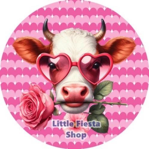LF879 luxe icing koe hart bril eetbare taart plaat print, Hobby en Vrije tijd, Taarten en Cupcakes maken, Nieuw, Bakvorm, Taarten