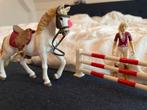 Schleich Paard met Ruiter en Springhek, Ophalen of Verzenden, Zo goed als nieuw, Overige typen