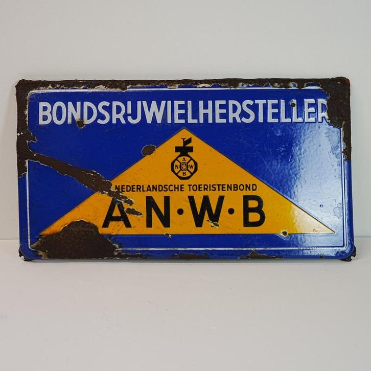 Vintage emaille ANWB Nederlandsche toeristenbond bord., Verzamelen, Merken en Reclamevoorwerpen, Gebruikt, Reclamebord, Ophalen of Verzenden