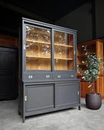 Antraciete schoolkast | Buffetkast | Teakhout #344, Huis en Inrichting, Kasten | Buffetkasten, Niet ingevuld, 200 cm of meer, 150 tot 200 cm