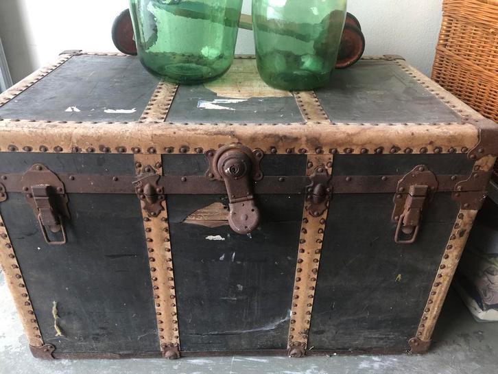 Stoere vintage hutkoffer, Antiek en Kunst, Antiek | Woonaccessoires, Ophalen
