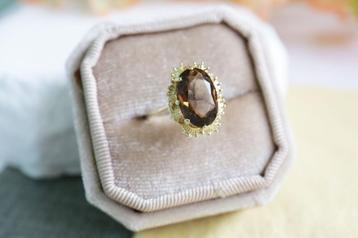 14 Karaat Gouden Ring met Rookkwarts beschikbaar voor biedingen