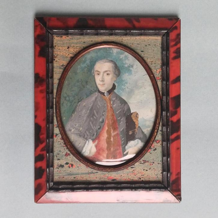 18e-eeuwse portret miniatuur, Antiek en Kunst, Kunst | Schilderijen | Klassiek, Ophalen of Verzenden