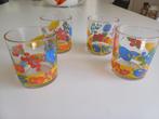Vintage set van 4 limonade drinkglazen fruit, Huis en Inrichting, Keuken | Servies, Glas of Glazen, Gebruikt, Ophalen of Verzenden