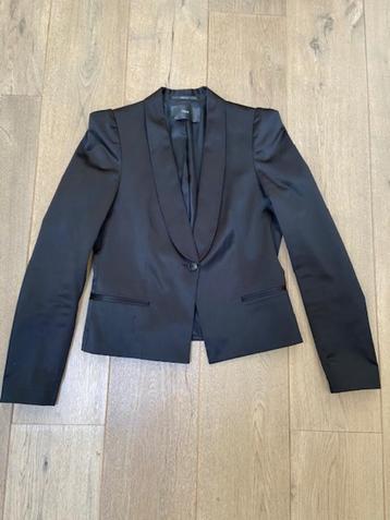 Filippa K zwart satijnen jasje blazer mt xs 34