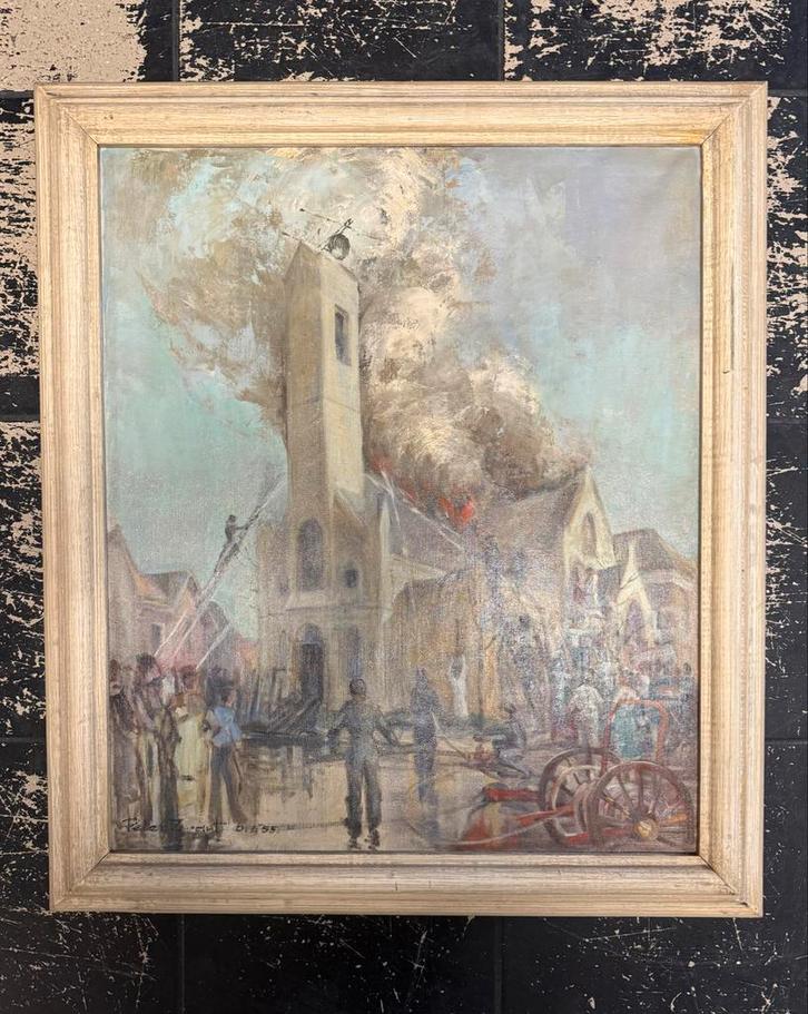 Brand  in Studio Irene te Bussum – 1955 – Peter Zwart, Antiek en Kunst, Kunst | Schilderijen | Klassiek, Ophalen