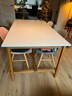Eettafel met houten onderstel, Huis en Inrichting, Tafels | Statafels, Ophalen, Gebruikt