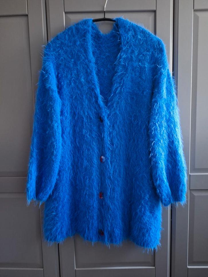 Nieuw handgemaakt halflang vest, een maat, Kleding | Dames, Truien en Vesten, Nieuw, Maat 46/48 (XL) of groter, Blauw, Ophalen of Verzenden