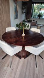 Ronde eettafel Acacia hout 140 cm., Ophalen, Rond, Zo goed als nieuw, Vijf personen of meer