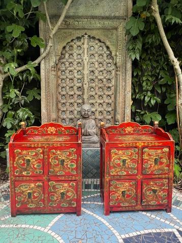 Tibet handbeschilderd ladekastjes set Tibetaans uniek  beschikbaar voor biedingen