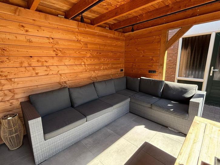 Hoekbank inclusief kussens, Tuin en Terras, Tuinsets en Loungesets, Gebruikt, Loungeset, Kunststof, 6 zitplaatsen, Bank, Ophalen
