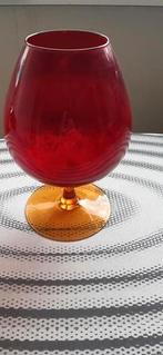 Vintage empoli rode vaas, Ophalen of Verzenden, Minder dan 50 cm, Rood, Glas