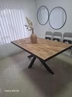 ZGAN eettafel mangohout zwart metaal poten 190 x 100 cm, Ophalen, 50 tot 100 cm, Zo goed als nieuw, Vijf personen of meer