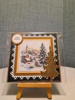 Kaartje kerst winterlandschap met huizen en kerk, Ophalen of Verzenden, Nieuw, Kerst